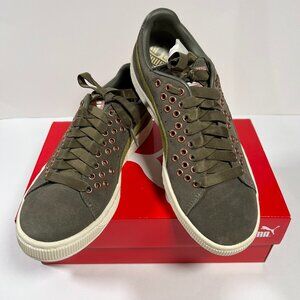 Puma Women's Size 7.5 Suede XL Lace VR Sneakers Green Olive Night Avocado Rivets